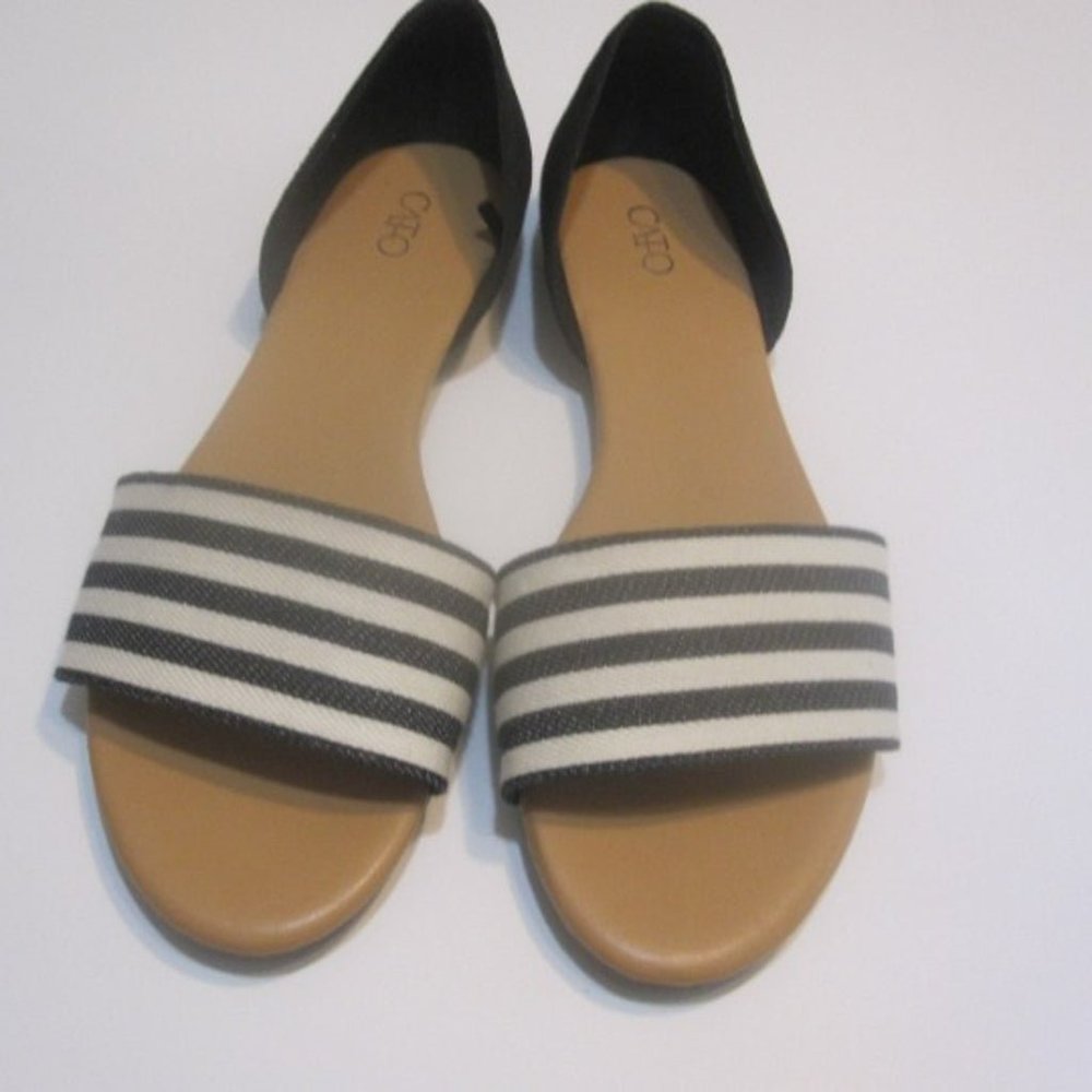 Cato Women's Sandals Black & White Stripes Fabric & Synthetic Size 9